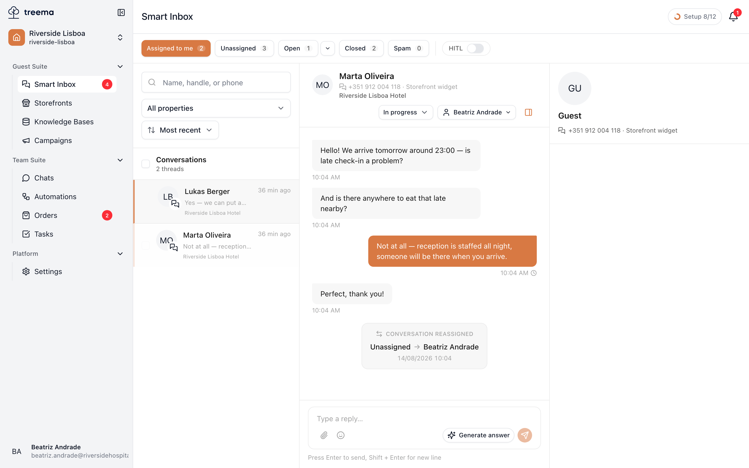 The conversation screenshot